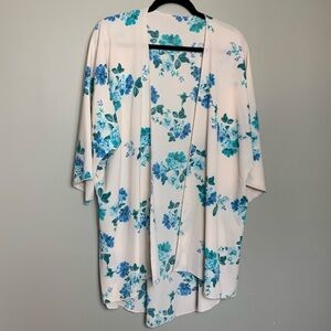 Light Pink Floral Open Kimono One Size Blue Flowers Unbranded Casual Summer
